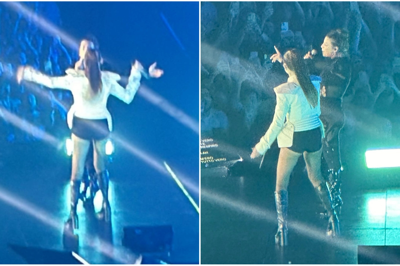 Annalisa con Emma sul palco del Nelson Mandela Forum a Firenze