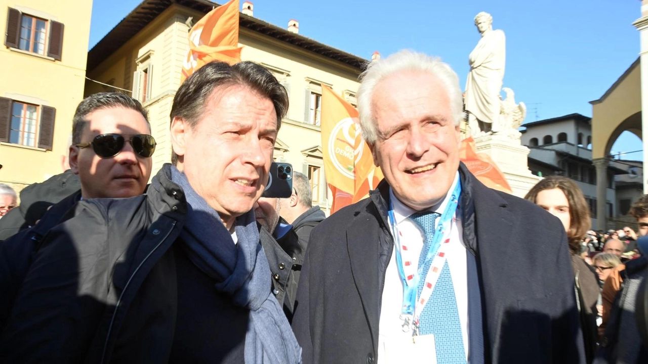 Il governatore uscente Eugenio Giani con Giuseppe Conte Il governatore uscente Eugenio Giani con Giuseppe Conte