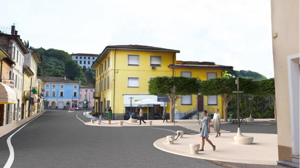 Il rendering di come si presenterà viale Marconi a Porcari dopo che sarà concluso il cantiere dei lavori in partenza lunedì prossimo 31 marzo
