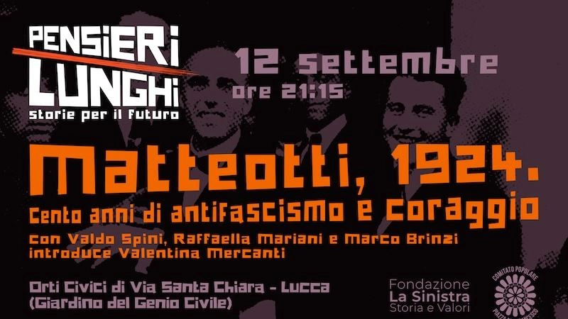 Sarà il ricordo di Giacomo Matteotti il protagonista del secondo appuntamento di Pensieri Lunghi “Storie per il futuro“, il nuovo... Sarà il ricordo di Giacomo Matteotti il protagonista del secondo appuntamento di Pensieri Lunghi “Storie per il futuro“, il nuovo...