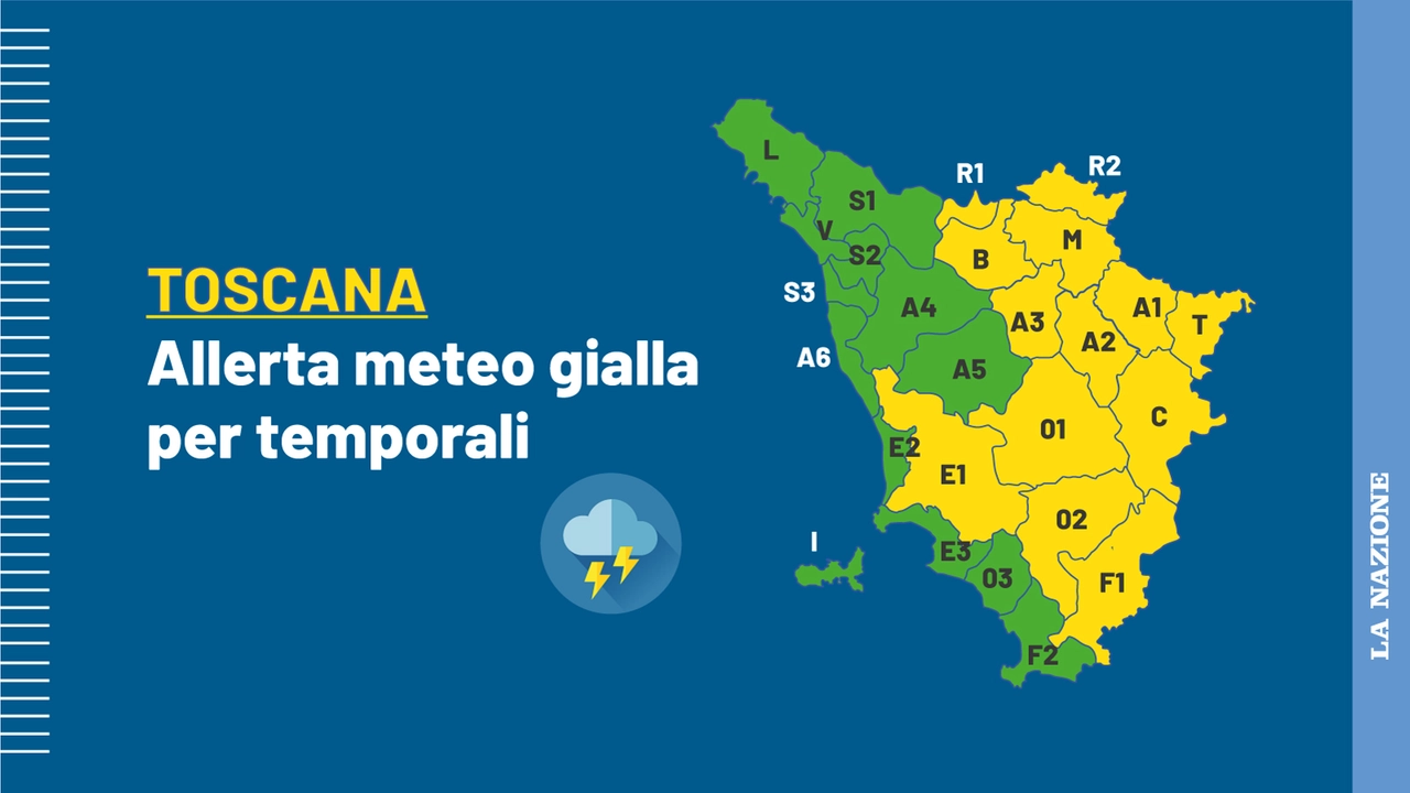 Maltempo in Toscana, allerta gialla per temporali forti e rischio idrogeologico