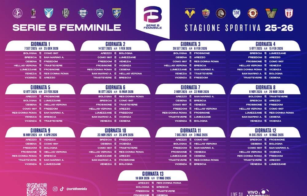 acf arezzo ufficializzato il calendario del campionato di serie b femminile