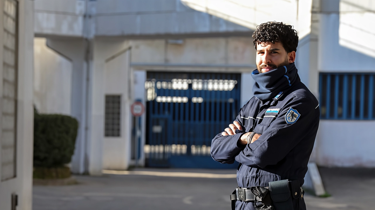 Una foto di repertorio di un agente di polizia penitenziaria all’ingresso del carcere di Sollicciano Una foto di repertorio di un agente di polizia penitenziaria all’ingresso del carcere di Sollicciano