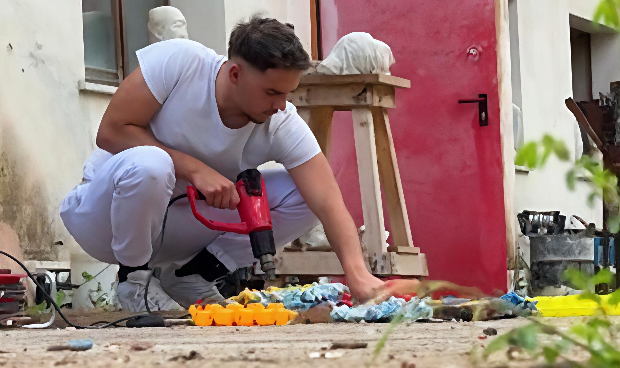 A caccia di plastica sulla costa. Il senso di Moreno per l’ambiente. L’artista crea le sue opere dai rifiuti A caccia di plastica sulla costa. Il senso di Moreno per l’ambiente. L’artista crea le sue opere dai rifiuti