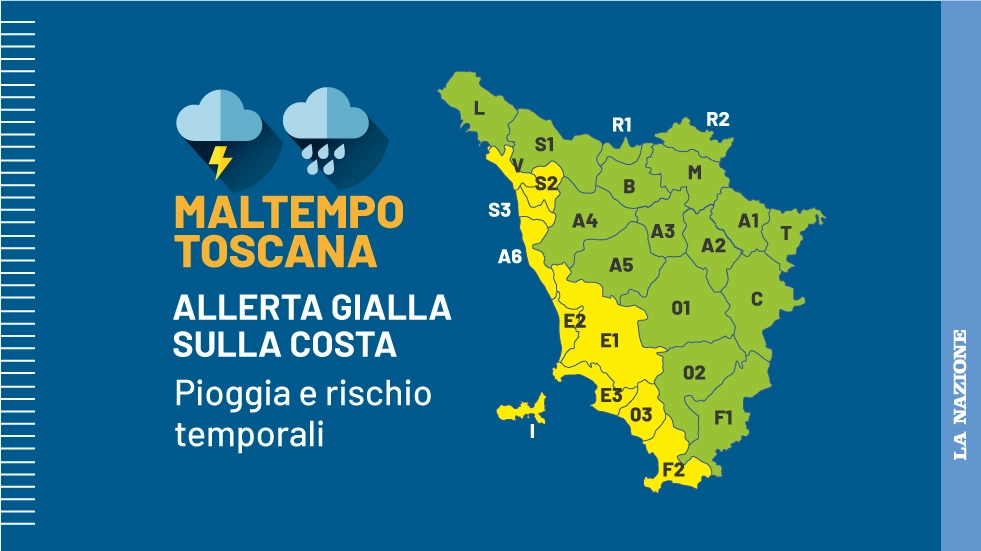 Maltempo in Toscana, allerta gialla prorogata: pioggia e rischio temporali