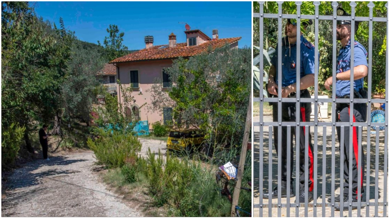 Il casale dove è avvenuto il dramma. A destra i carabinieri nella proprietà (Cané / Fotocronache Germogli) Il casale dove è avvenuto il dramma. A destra i carabinieri nella proprietà (Cané / Fotocronache Germogli)
