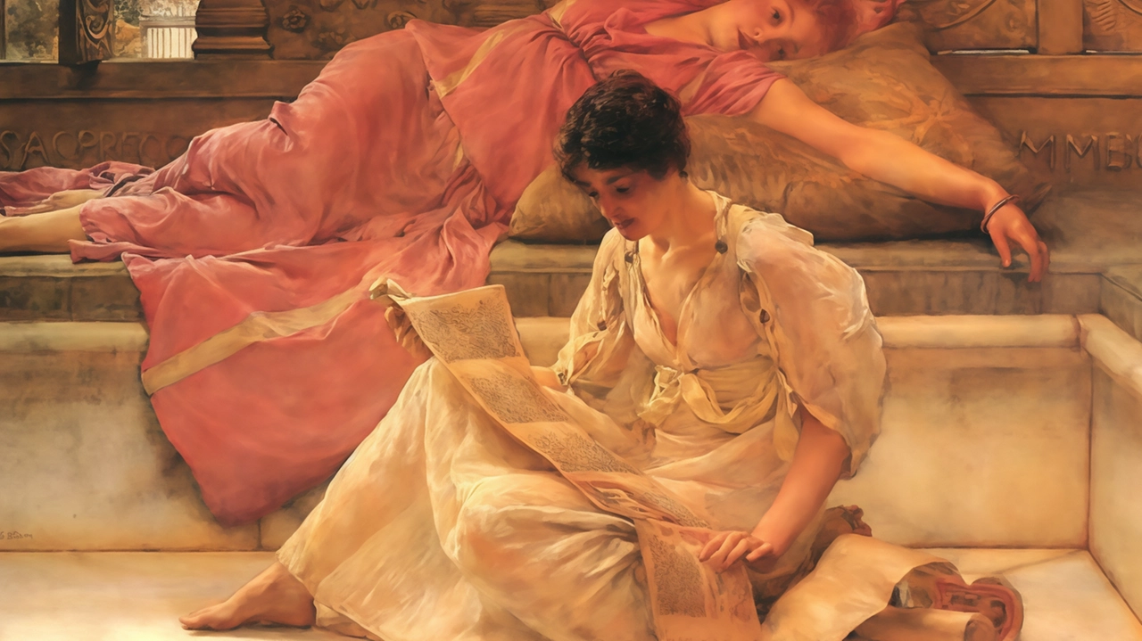 Pittura raffigurante una fanciulla che si può associare al profilo di Sulpicia Sotto: l’immagine di una poetessa Pittura raffigurante una fanciulla che si può associare al profilo di Sulpicia Sotto: l’immagine di una poetessa