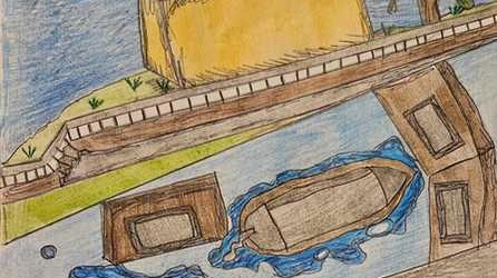 Un disegno dei ragazzi sui canali di Massaciuccoli Un disegno dei ragazzi sui canali di Massaciuccoli