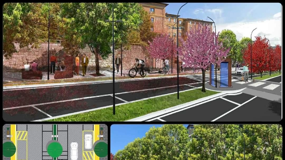 Il rendering della riqualificazione di viale Roma Il rendering della riqualificazione di viale Roma