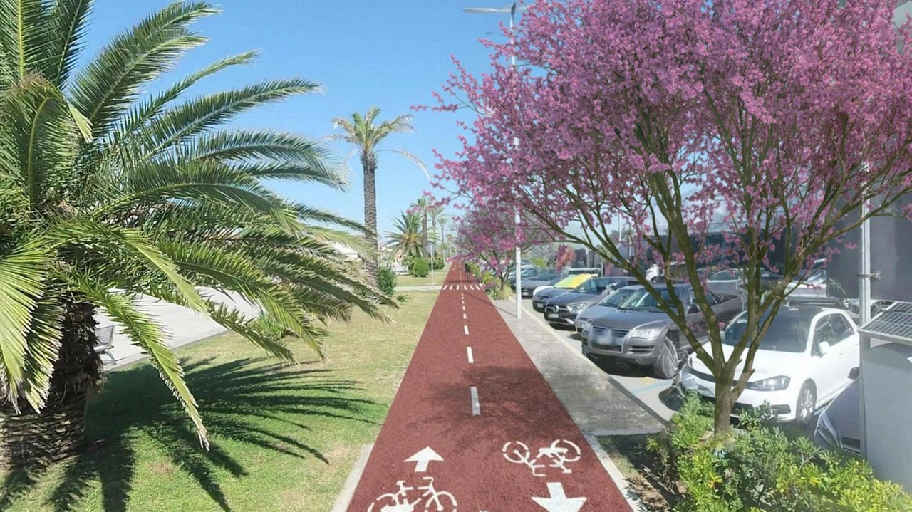 Il rendering della nuova Ciclovia Tirrenica a Lido di Camaiore Il rendering della nuova Ciclovia Tirrenica a Lido di Camaiore