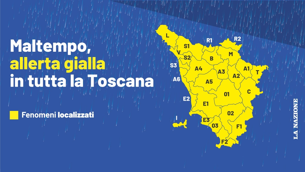 Allerta meteo gialla in tutta la Toscana