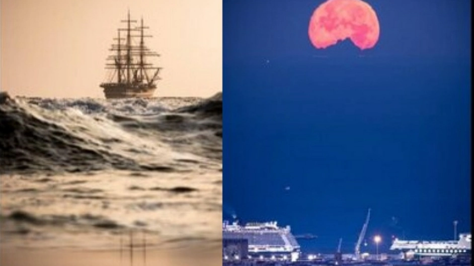 Le foto: il Monviso visto da Livorno e la Vespucci dal Forte