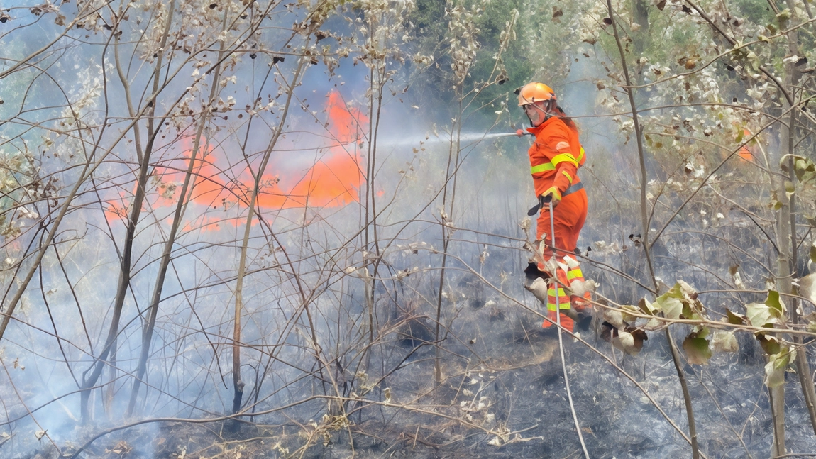 Fiamme e paura lungo gli argini del fiume Bisenzio Fiamme e paura lungo gli argini del fiume Bisenzio