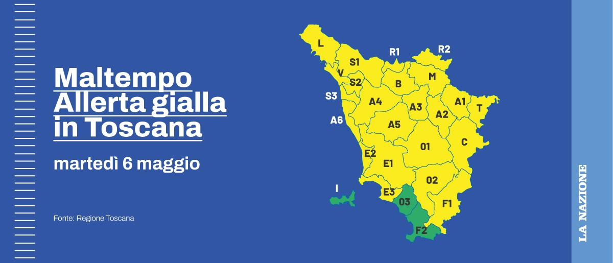 Temporali e maltempo, allerta gialla in Toscana martedì 6 maggio