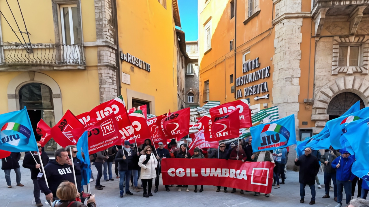 Il presidio dei sindacati prima dell’incontro con la presidente della Regione