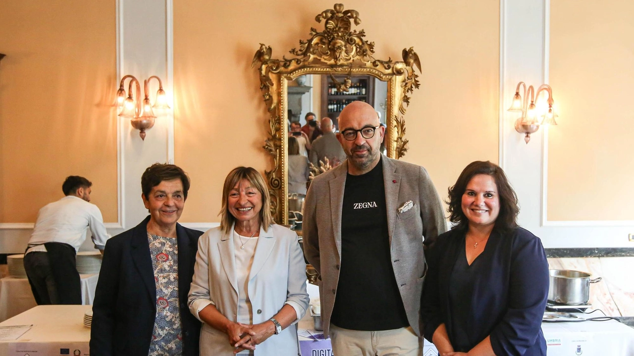 La presentazione dell’evento all’Hotel Brufani, con uno show cooking. Presente anche la governatrice dell’Umbria Donatella Tesei La presentazione dell’evento all’Hotel Brufani, con uno show cooking. Presente anche la governatrice dell’Umbria Donatella Tesei
