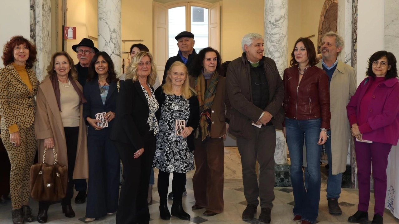 Alcuni degli artisti protagonisti della kermesse Ovoquadro a Villa Cuturi