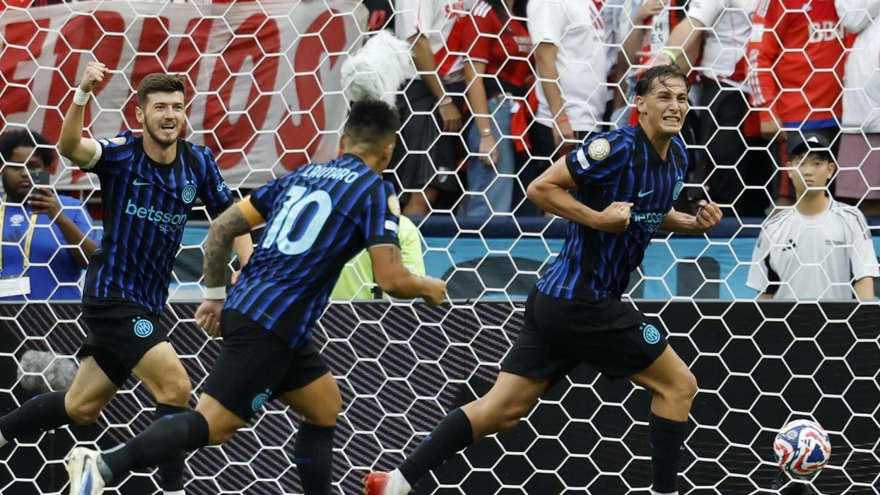 Pio Esposito esulta dopo il. primo gol. con la maglia dell’Inter al River Plate Pio Esposito esulta dopo il. primo gol. con la maglia dell’Inter al River Plate