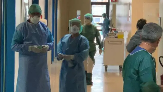 pavia - ospedale policlinico san matteo - infermieri, medici e personale con mascherine e protezioni per contagio corona virus - foto torres