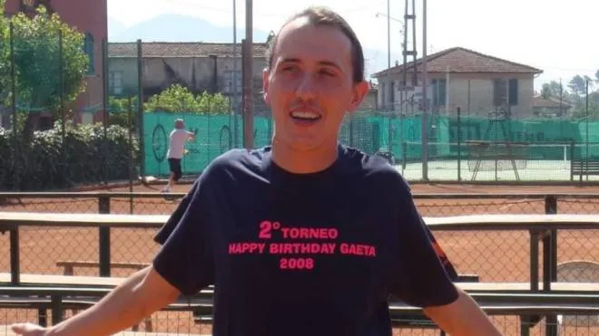 Luca Caprini durante un torneo di tennis