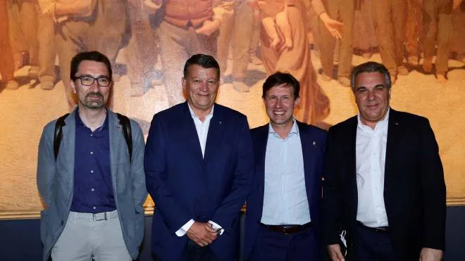 Dario Nardella con. Pierpaolo Bombardieri, Christian Ferrari e Luigi Sbarra
