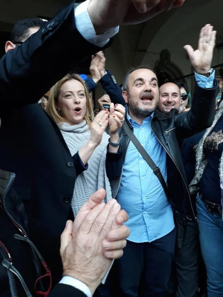 Federico Pavese con Giorgia Meloni durante la candidatura di Poggianti a sindaco nel 2019