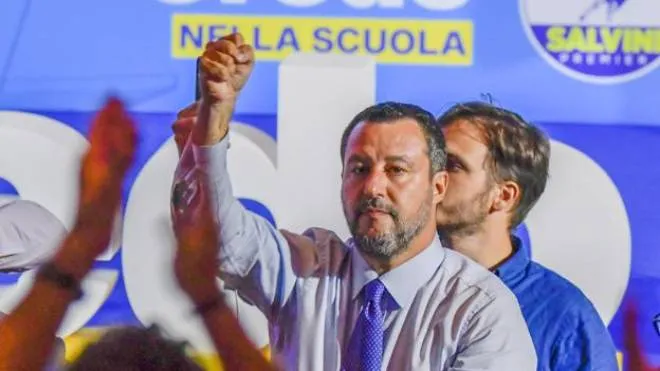 Matteo Salvini, ieri al Palacongressi, in occasione del convegno organizzato dalla Lega sulla scuola