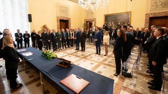 La premier Giorgia Meloni durante il giuramento dei sottosegretari, Roma, 2 Novembre 2022. ANSA/US PALAZZO CHIGI/ATTILI