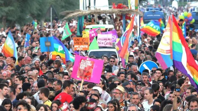 Una manifestazione del gay pride in difesa. della libertà di orientamento sessuale