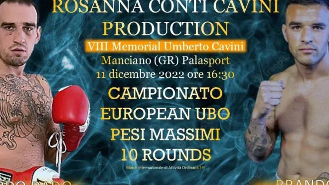Il manifesto della riunione che avrà come big match la sfida tra Giustini e Borg per il Campionato European Ubo