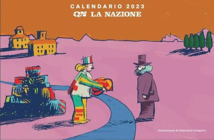 La copertina del calendario disegnata e firmata da Giancarlo Caligaris
