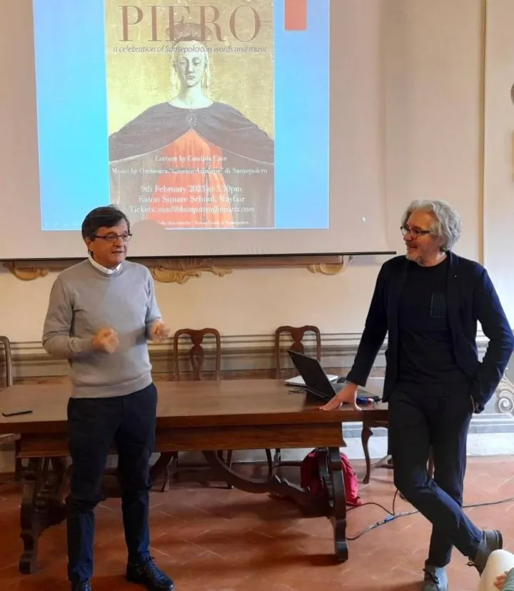 Gianluca Polidori con il sindaco Fabrizio Innocenti alla presentazione del «Piero day»