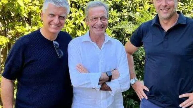 I coordinatori toscani di Forza Italia, Lega e Fratelli d’Italia Massimo Mallegni, Mario Lolini e Fabrizio Rossi in una foto d’archivio
