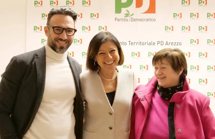 Da sinistra: il segretario provinciale Pd Francesco Ruscelli con Paola De Micheli e Donella Mattesini