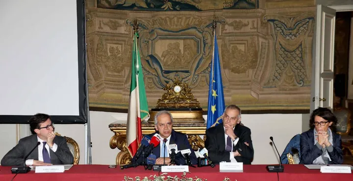 Da sinistra, il sindaco Nardella, il ministro Piantedosi, il capo della polizia Giannini e il prefetto Ferrandino