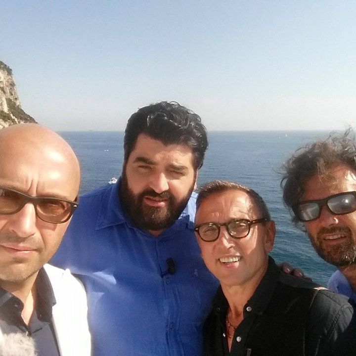 I quattro giudici di Masterchef a Porto Venere, da sinistra: Joe Bastianich, Antonino Cannavacciuolo, Bruno Barbieri e Carlo Cracco