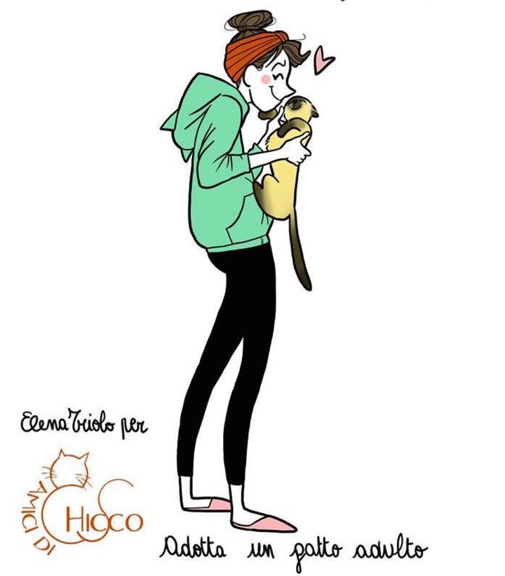 Un disegno di Elena Triolo, in arte Carote&Cannella. E' un'illustratrice di fumetti e di vignette divertenti. Ha un blog e una pagina Facebook, e si può trovare anche su Instagram e Twitter. Sensibile al tema animalista già l'anno scorso aveva collaborato con l’Associazione Amici di Chicco in favore dei gatti