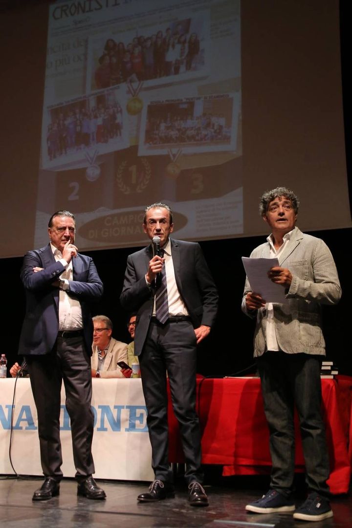 Da sinistra Francesco Carrassi direttore de La Nazione, Aldo Calvani Ubi banca, Gaetano Gennai   (Marco Mori/New Press Photo)