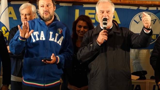 Matteo Salvini al Galluzzo (foto Gianluca Moggi/New Press Photo)