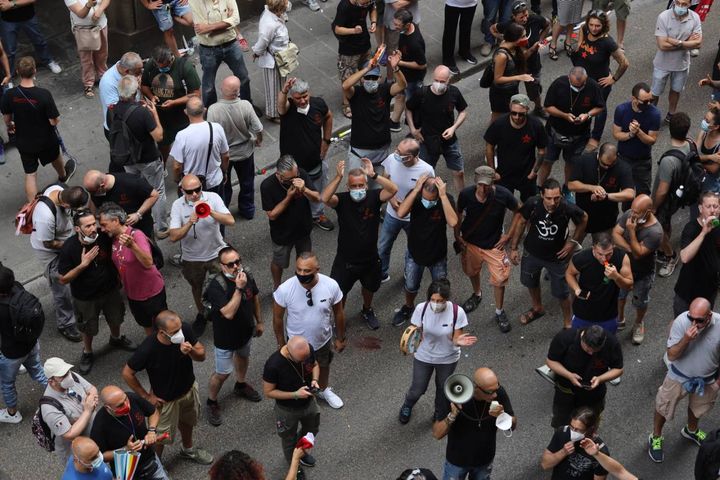La protesta degli operai (New Press Photo)