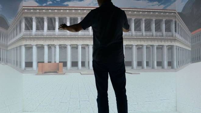 Navigazione all'interno del sistema CAVE 3D della ricostruzione dell'Agora di Segesta_SN