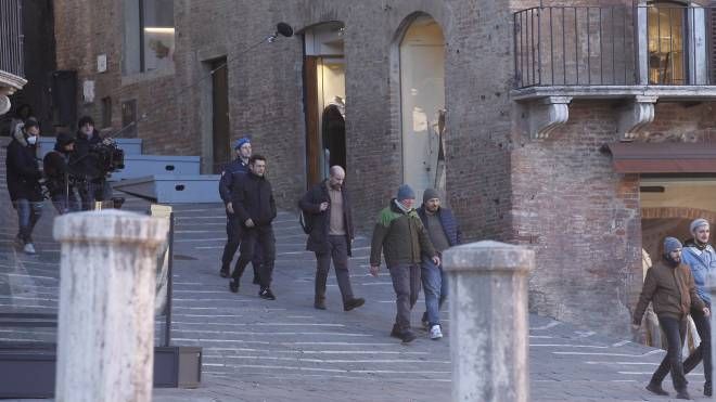 Siena, le riprese del film "Un trionfo" di Riccardo Milani, con Antonio Albanese (Lazzeroni)