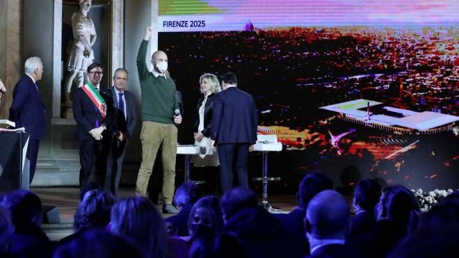 Firenze, Salone dei Cinquecento: la presentazione del progetto vincente del restyling dello stadio "Franchi" (New Press Photo)