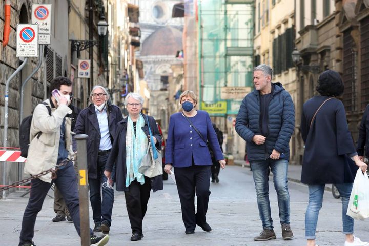L'ex cancelliera Angela Merkel in visita a Firenze
(Foto Mori-Cabras/ New Press Photo)