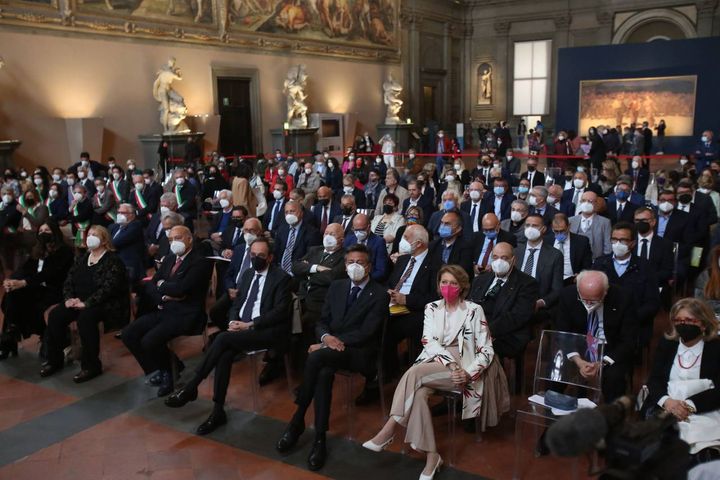 Firenze, primo maggio: cerimonia di consegna delle onorificenze delle Stelle al Merito ai lavoratori della  Toscana  (foto Marco Mori /New Press Photo)