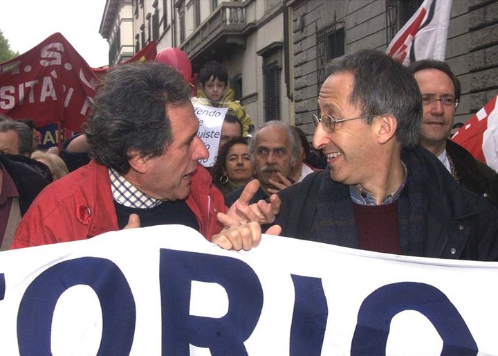 Firenze, sciopero nazionale e comizio di Cofferati in Piazza Santa Croce. Nella foto: Ginsborg e Pardi
(foto NewpressPhoto)
