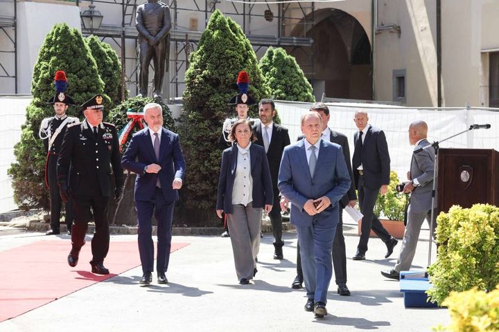 L'inaugurazione della caserma dei carabinieri (foto Giuseppe Cabras/New Press Photo)
