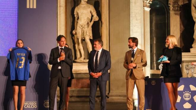 Firenze, Palazzo Vecchio: "Hall of Fame" del calcio italiano: Nesta, Tardelli e Pirlo (Fotocronache Germogli)
