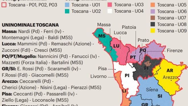 I candidati all'uninominale in Toscana per la Camera
