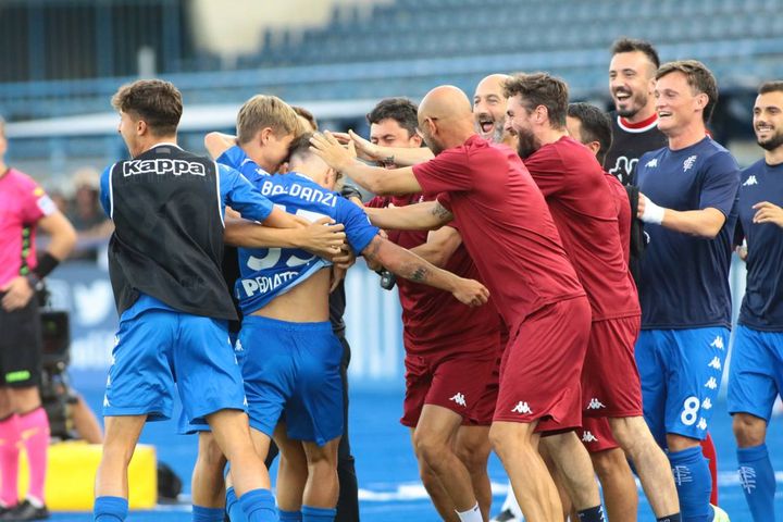 L'esultanza per il gol di Baldanzi (Tommaso Gasperini / Fotocronache Germogli)